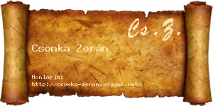 Csonka Zorán névjegykártya